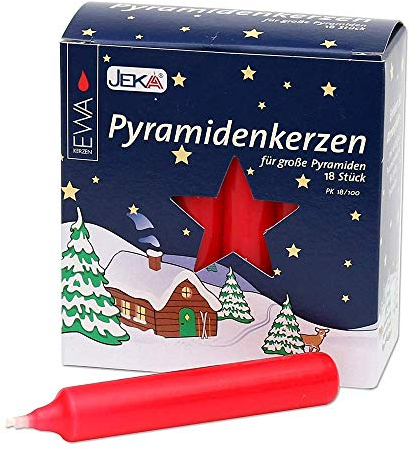 JEKA Pyramid Kerzen, Wachs,,, Wachs, rot, 1.8 x 1.8 x 10.5 cm