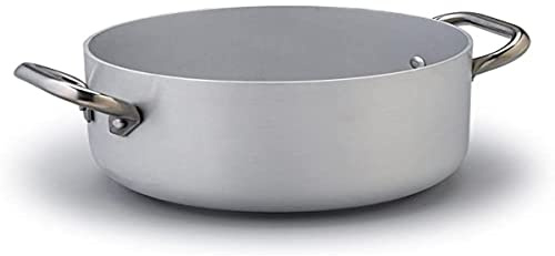 Pentole Agnelli, ALMA104PI20, Casseruola Alta con 2 Maniglie in Acciaio Inox, Fondo a Induzione, Alluminio, Argento