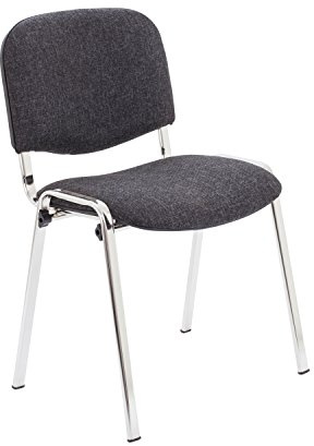 Office Hippo Heavy Duty Meeting Chair, Versatile & Robust Stackable Reception Chair, Office or Conference Chair With Strong Frame & Padded Durable Seat, Up To 115kg Weight - Charcoal/Chrome, Single