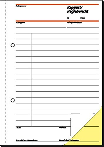Sigel Formularbuch Rapport/Regiebericht A5 hoch selbstdurchschreibend VE=40 Blatt