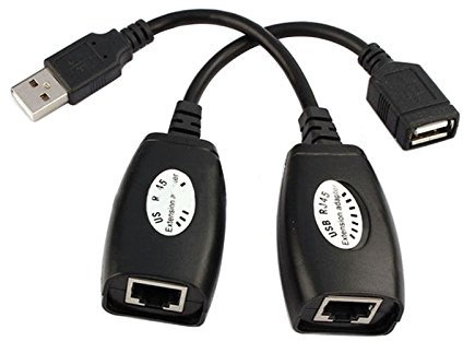 USB Over RJ45 Ethernet LAN Cat5e/6 Cable Extension Extender Adapter Set