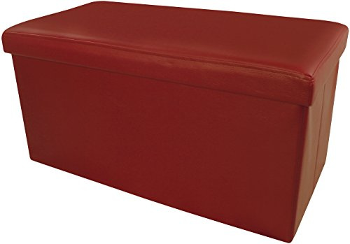 Tata Home Pouf Contenitore Scatola Sgabello Poggiapiedi Pieghevole Salvaspazio in Ecopelle cm 76x38x38 Colore Bordeaux