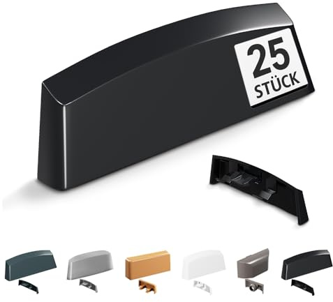 VOOXA 25 Stück Fenster Wasserschlitzkappen 45mm Schwarz RAL 9005 für Schlitzfräsungen von 29-33 x 4,6-5 mm