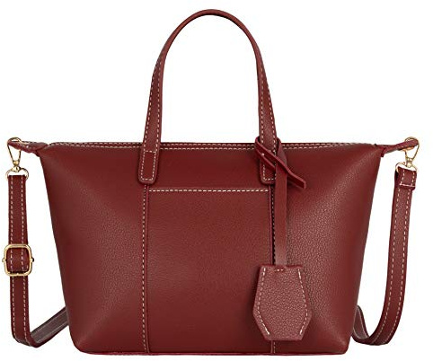CRAZYCHIC - Damen Kleine Handtasche - PU Leder Trapez Umhängetasche Schultertasche - Tote Shopper Bag - Mini Shopping Bag - Frauen City Tasche Crossbody Messenger Bag - Alltag Mode - Bordeaux Rot