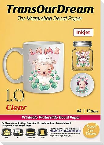 TransOurDream Inkjet Waterslide Decal Paper Clear 10 Sheets A4