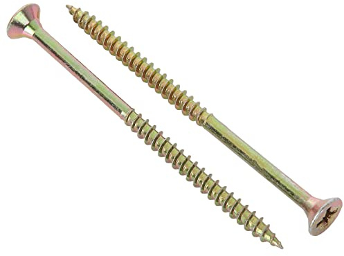 AHUNTTER Lot de 100 vis à bois à tête Pozi en acier M6 à tête fraisée longue pour bois 6 mm x 100 mm