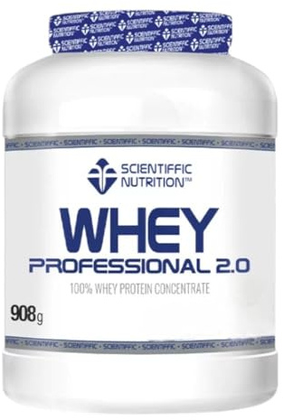Scientiffic Nutrition - Whey Professional 2.0 Proteinas Whey en Polvo 100% Pura, para Aumentar la Masa Muscular, con Enzimas Digestivas y Lactasa - 908g, Sabor Natillas de Vainilla.