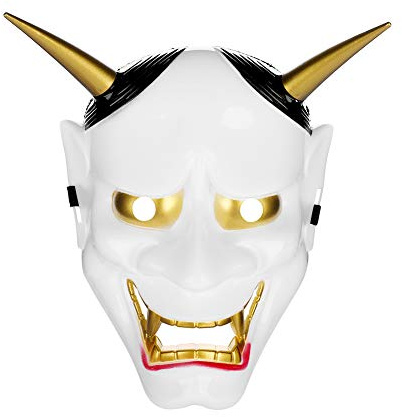 ITODA Masque d'halloween Masque Japonais Prajna Masque pour Enfants Adultes Femmes Hommes Masque Horreur Fantôme Démon Costume d'halloween Décoration pour déguisement Halloween Festival Cosplay
