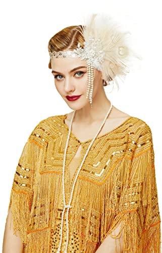BABEYOND Gatsby Schal Wrap für 1920er Jahre Abend Party Nacht Umhang für Frauen Braut Pailletten Capelet, gold, Einheitsgröße
