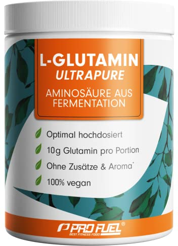 ProFuel L-Glutamin Pulver 500g vegan, optimal hochdosiert & geschmacksneutral, ohne Zusatzstoffe, ultrapure mit über 99, 9% Reinheit, L-Glutamine aus Fermentation, laborgeprüft, Vorrat für 50 Tage