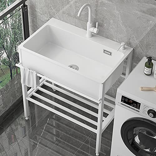 Lavello Cucina 1 Vasca,lavatoio da esterno,Lavandino Autoportante,Lavandino in pietra di quarzo,Lavello Multiuso Nero,lavatoio lavanderia,Peso 15 kg,Per Garage,Ristorante,cantina,interni,Esterni ( Col