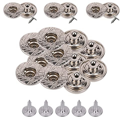 WedDecor KAM Jeansknöpfe, 22 mm Ersatz-Jeans-Reißzweckknöpfe, kein Nähen, Verschluss mit Nieten, für Denim, Jeans, Jacken, Kleidung, Reparatur, Legierung, Silber, 10 Stück