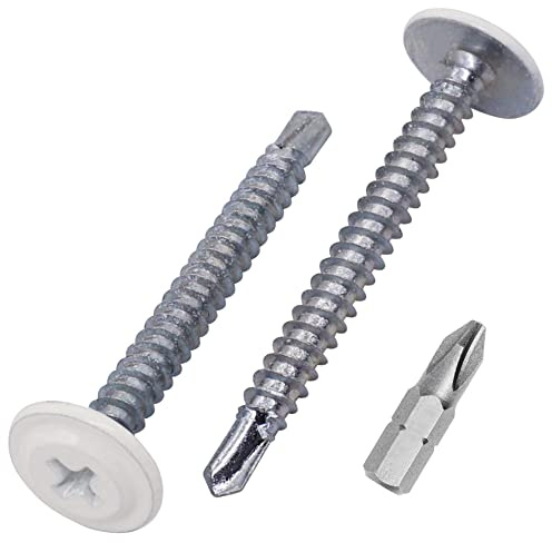 SKIR'CO (300 piezas) Tornillos autoperforantes pintados de 4,2 x 40 mm, Tornillo para chapa metálica, cabeza PH (Blanco Puro RAL 9010)