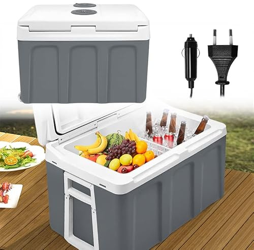 YUENFONG Frigorifero elettrico 48L con ruote frigorifero elettrico per auto 12V 230V inclusa funzione di raffreddamento e riscaldamento per viaggi, auto, campeggio (48L)