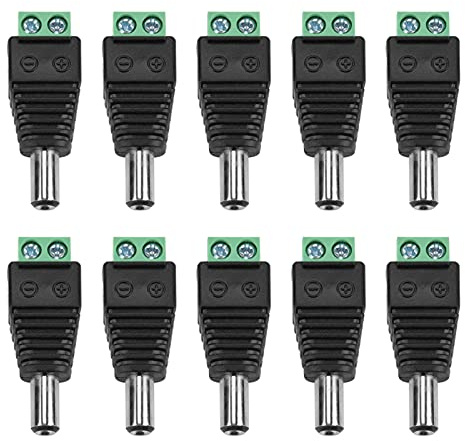 SEAFRONT DC Power Plug Adapter 2.1mm CCTV Camera, Screw Terminal 10 Pack | CCTV Power Connector 5A 220V Rated, Screw Clamp Mechanism,No Soldering Needed, Surveillance System Installation