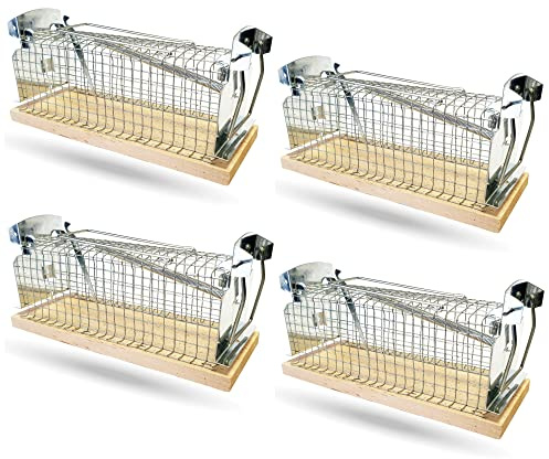 Mausefalle Lebend (4er Set) Tierfreundliche Wiederverwendbare Lebendfalle für Mäuse - einfache Handhabung - Doppeltür leichtes befüllen