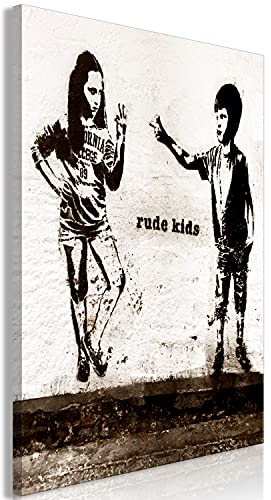 murando - Akustikbild Banksy Rude Kids Bilder Akustikschaum Hochleistungsschallabsorber Schallschutz Leinwand 1 tlg Wandbild Raumakustik Schalldämmung Mädchen Jung Kinderzimmer