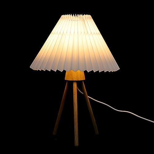 OSALADI Retro Tischlampe Falt Lampenschirm Dimmbar mit Fernbedienung Warmes Licht Stabil und Augenschonend Design für Schlafzimmer Wohnzimmer Innenbereich Raumdekoration Beiger Lampenschirm