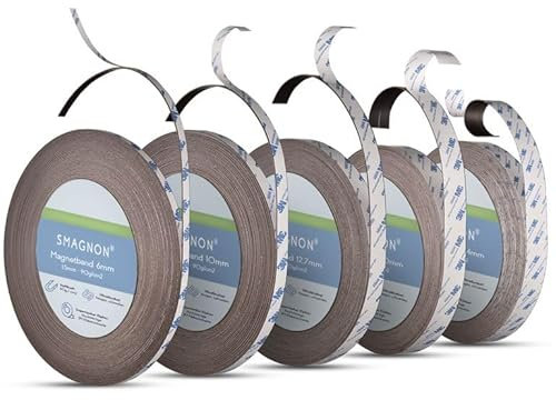 Smagnon - Magnetband Einzel oder Kombi in vielen Breiten, Magnete für Fliegengitter, Büro, Magnetwand oder Haushalt, Länge:1 Meter, Breite Magnetband:6mm Kombi