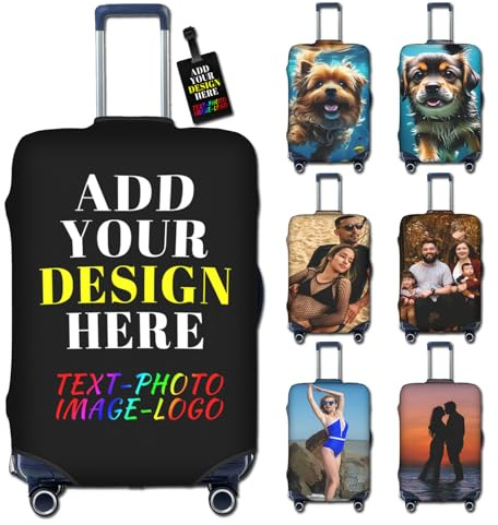 LLLGSH Personalisierter Reisekoffer-Schutz - Individuelle Kofferschutzhülle - Füge Dein eigenes Foto, Namen, Text hinzu - Doppelseitig Designs - Gestalten Sie Ihre eigene individuelle Gepäckhülle