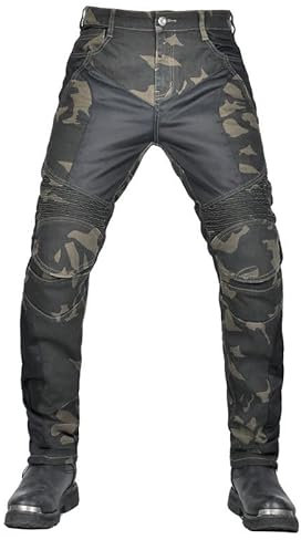 RCLONGEU Motorradhose Herren/Damen, Motorrad-Jeans Aus Aramidfaser Motorrad Jeans mit Protektoren,Winterhose Stretch Motorradbekleidung (Grün,L)