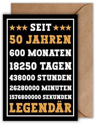 WBdesignz 50 Geburtstag Karte mit Umschlag - Geburtstagskarte 50 Jahre “Seit 50 Jahren Legendär” Glückwunschkarte Geschenkkarte zum 50. Geburtstag für Männer oder Frauen (DIN A6)