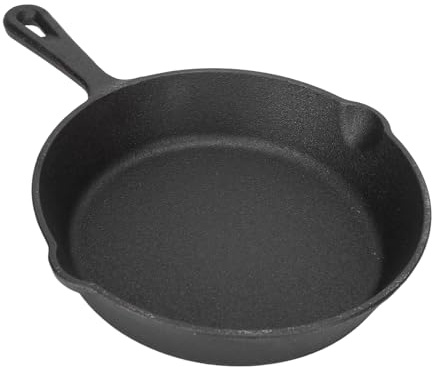 Kuuleyn Poêle à frire antiadhésive en fer, poêle en fonte, mini batterie de cuisine en fer avec poignée, propagation uniforme de la chaleur, pré-assaisonnée, cuisson facile, poêle (10cm/3.9in)