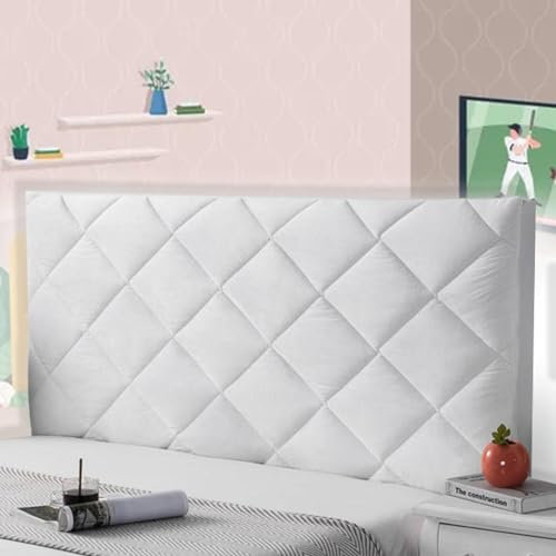 Generisch Bett kopfteil bezug Kopfteilbezug für Doppelbett gepolstert weiß Bezug für die Rückenlehne Rückenlehnenkissenbezug für Bett Sofa Bettdekoration waschbar weiß 160 cm