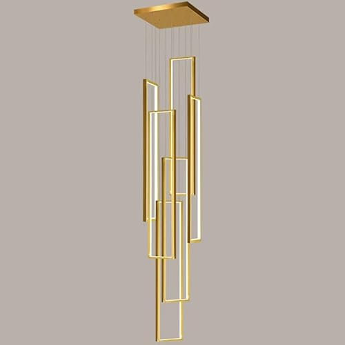 Sedtonmu Treppen Kronleuchter Modern LED Pendelleuchte Geometrie Hängeleuchte Höhenverstellbar Hängelampe Esstisch Treppe Wohnzimmer Kronleuchter Dimmbar Mit Fernbedienung,6heads,80cm
