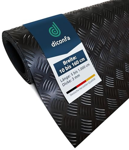 diconfa Gummi-Matte Hammerschlag-Matte 3mm stark - BREITE 0,05m bis 1,6m - LÄNGE 0,05m bis 10m - Auswahl 40 x 230cm (400 x 2300mm) - UV-stabil geruchsarm rutschfest Riffelblechmatte Riffelmatte