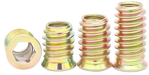 Qrity 20 Pièces Ecrous Hexagonaux Filetés, Inserts Filetés en Bois, M5x15mm Écrous Filetés, Insert à Visser, pour Meubles