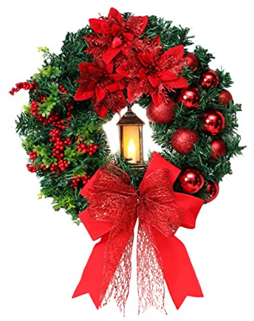 TOPBATHY Weihnachtstürkranz Weihnachtskranz 40cm Dekoratives Hängeornament für Weihnachtsladenkranz