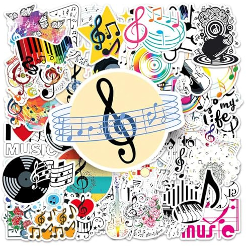 EHDWXVZM 100 Musik-Symbole, selbstklebend, personalisierbar, kreativ, Graffiti, wasserdicht, Scrapbooking