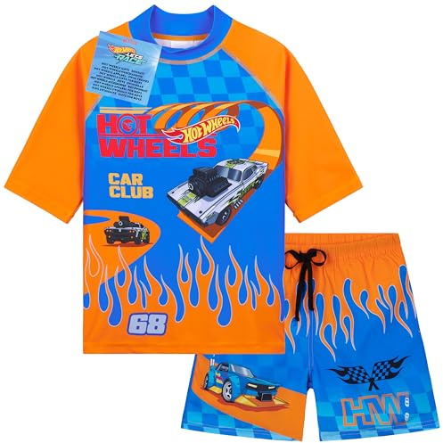 Get Trend Minecraft |Pokemon Baddräkt Set Barn Baddräkt Simning Tonåring Badset 2 stycken, Hot Wheels blå/orange, 4-5 år