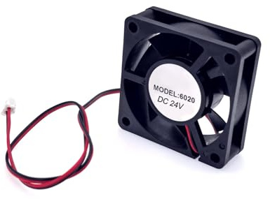 JZK 60x60x20mm DC 24V mini cooling fan 60mm with 2 pin leads, 5000 rpm, 0.06A, 6020 dual ball bearing small brushless DC fan 6cm for cooling or ventilation, 3D printer fan