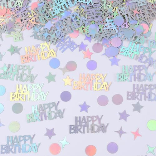 KOBOKO 100 Stück Konfetti Happy Birthday Tischdeko Geburtstag, Konfetti Geburtstag Deko, Regenbogenfarben Streudeko Geburtstags, Geburtstagsdeko Tisch, Glitzer Confetti für Geburtstage Partys