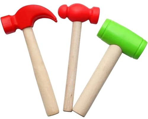 Ericetion 3 Stück Mini-holzhammer, Kinderhammer, Spielzeug, Simulation, Gefälschter Hammer, Natürlicher Holzhammer, Kleiner Holzhammer, Kleinkind-klauenhammer Für Jungen Und Mädchen