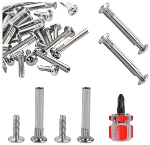 300 stück Möbelverbinder Schrankverbinder Schrauben M4 31-40mm Vernickelt Verbindungsschrauben (150 X Möbelschrauben, 150 X Hülsenschrauben) Korpusverbinder mit Hülse für Möbel, Schränken, Holzbretter