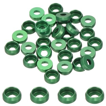 QUARKZMAN Arandelas Cónicas M2 De Copa, Diámetro Del Agujero 2mm/0.08 Juntas De Aluminio Copa Arandela De Junta Para Tornillos RC/FPV/PC/Drone/Accesorios Mecánicos, Paquete De 30(Verde)