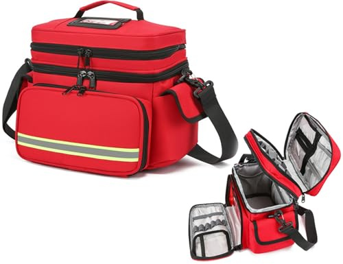 Erste Hilfe Kit Leer Notfall Kits,Wasserdicht Verschleißfestigkeit Große Kapazität Erste Hilfe Tasche Reflektierende Streifen Für Reisen,Auto,Wandern,Arbeitsplatz Outdoor,Haushalt A,Double layer