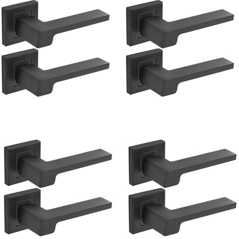 Decoranddecor Spectra Matt Black Door Handles Internal 4 Pack Square | Solid Handles Only, Internal Door Handles, Interior Door Handles, Handle Set, Door Handles Black, Indoor Door Handles