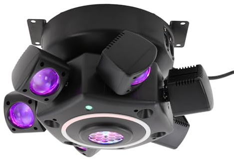 6-in-1 Moving Head Bühnenlicht mit Fernbedienung – 540° Drehbare Partylichter mit RGBW LED, Laser & Stroboskop für DJ, Disco, Club & Heimparty | DMX512, Sprachsteuerung, Soundaktiviert