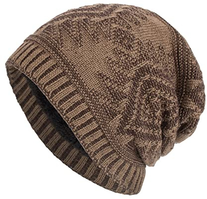 LZPCarra män unisex utomhus mössa stickad mössa vinter varm stickad mössa slip-mössa, kaki, one size