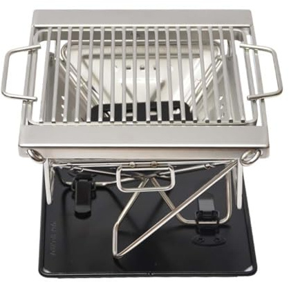 WheatThrive Mini barbecue portatile a carbonella per 1-2 persone, regolabile in altezza, in acciaio inox, con borsa per il trasporto, per campeggio