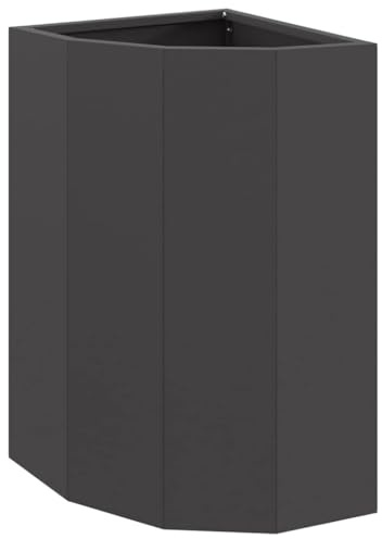 Mhdvray Fioriera angolare nera, 30 x 30 x 50 cm, in acciaio, design moderno e robustezza, per giardino, terrazza, balcone, aiuola rialzata salvaspazio piccola