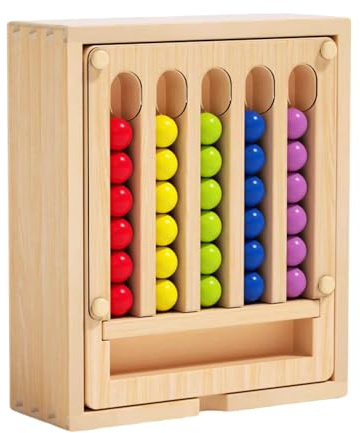 Amagogo Wooden Bead Game Activity Set Sorting Box With Tongs And Spoon Color Matching Pattern Card Puzzle solid wood suitable for preschool learning classroom stations home play