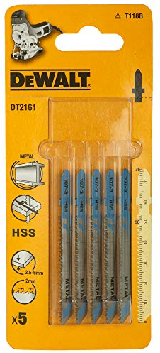 DeWALT , DT2161QZ Jigsaw Blades for Metal T-Shank HSS T118B (Pack of 5)