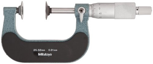 Mitutoyo 123-102 Bügelmessschrauben mit Tellermessflächen, 25-50 mm