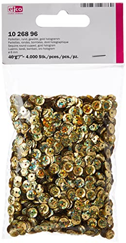 Efco rund-Pailletten, Gold Hologramm, 6 mm, 40 g, 4000-piece