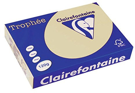 Clairefontaine 1203C - Ries mit 250 Blatt Druckerpapier / Kopierpapier Trophée, DIN A4 (21x29,7 cm), 120g, Gämse Pastellfarbe, 1 Ries